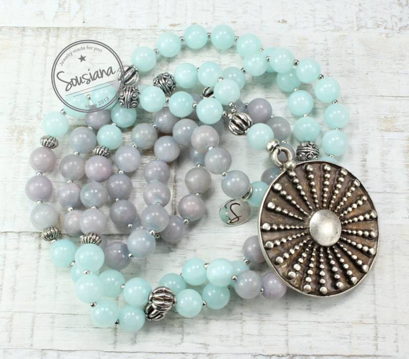 Y-Kette Edelsteine Jade Bettelkette von Sousiana