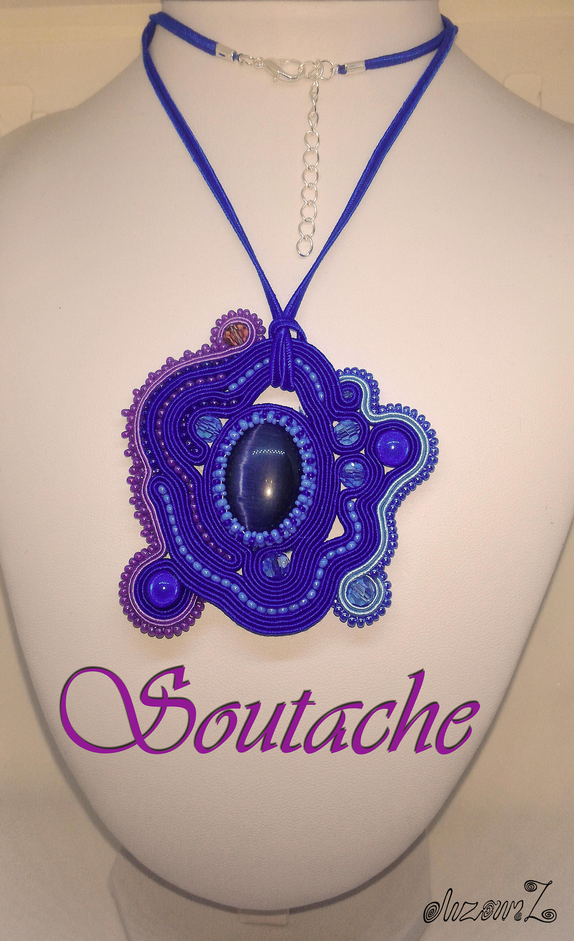 Blauer Soutache Anhänger "Silence", Handgefertigt, Geschenk Für Sie Blauer Soutache Anhänger "Silence", Handgefertigt, Geschenk Für Sie von SoutacheWorldShop