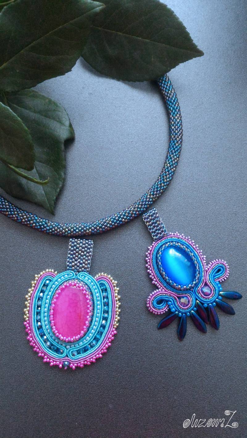Bunte Perlenkette Und Zwei Soutache Anhänger, Für Jede Stimmung. Handmad. Geschenk Sie Bunte Perlenkette Und Zwei Soutache Anhänger, Für Jede Stimmung. Handmad. Geschenk Sie von SoutacheWorldShop