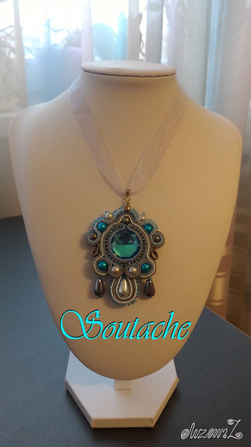 Soutache Anhänger "Ost", Schöne Blaue Und Graue Farben Soutache Anhänger "Ost", Schöne Blaue Und Graue Farben von SoutacheWorldShop