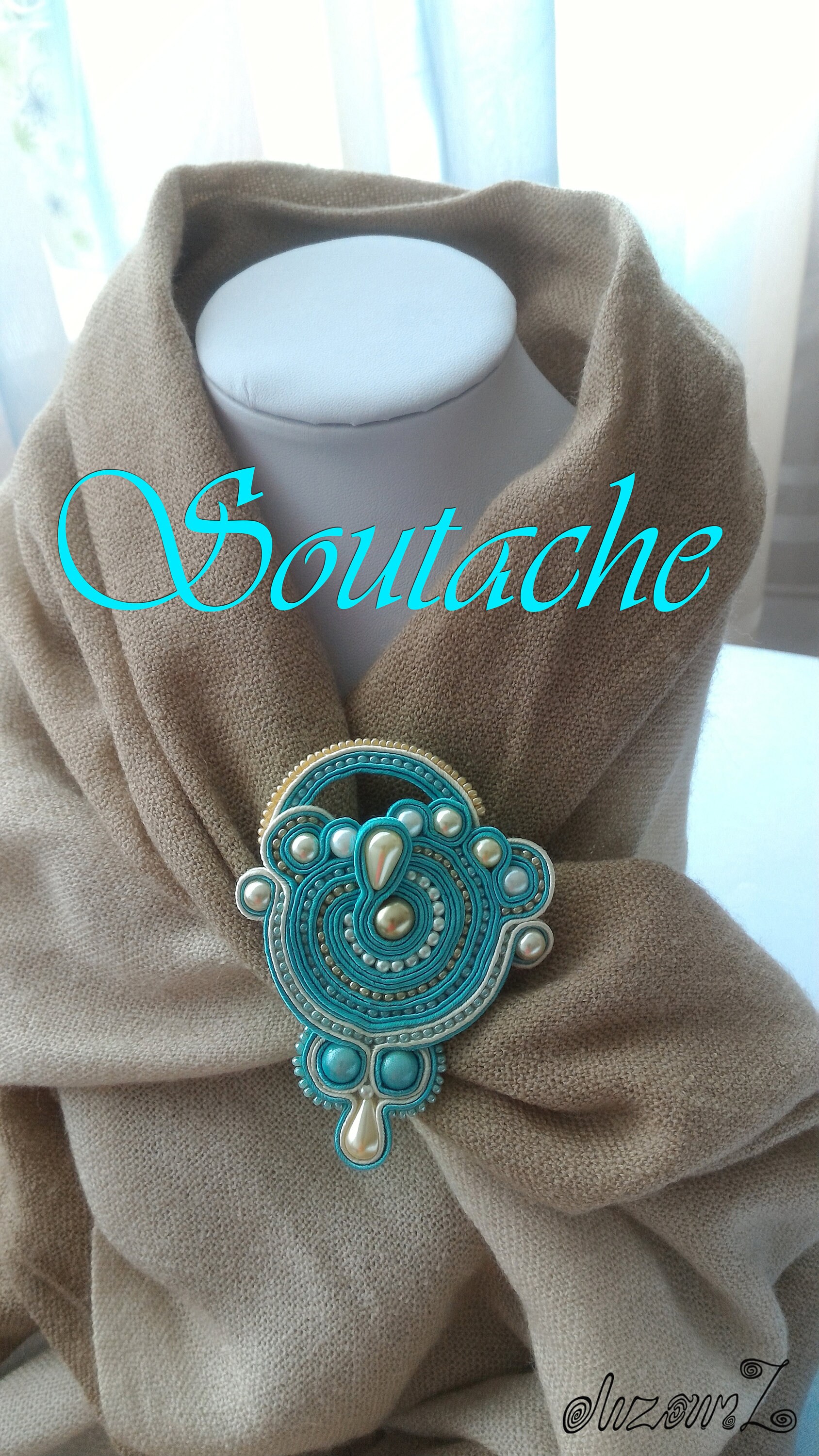 Soutache Brosche "Jasmine", Pastelltöne, Zarte Perle Soutache Brosche "Jasmine", Pastelltöne, Zarte Perle von SoutacheWorldShop