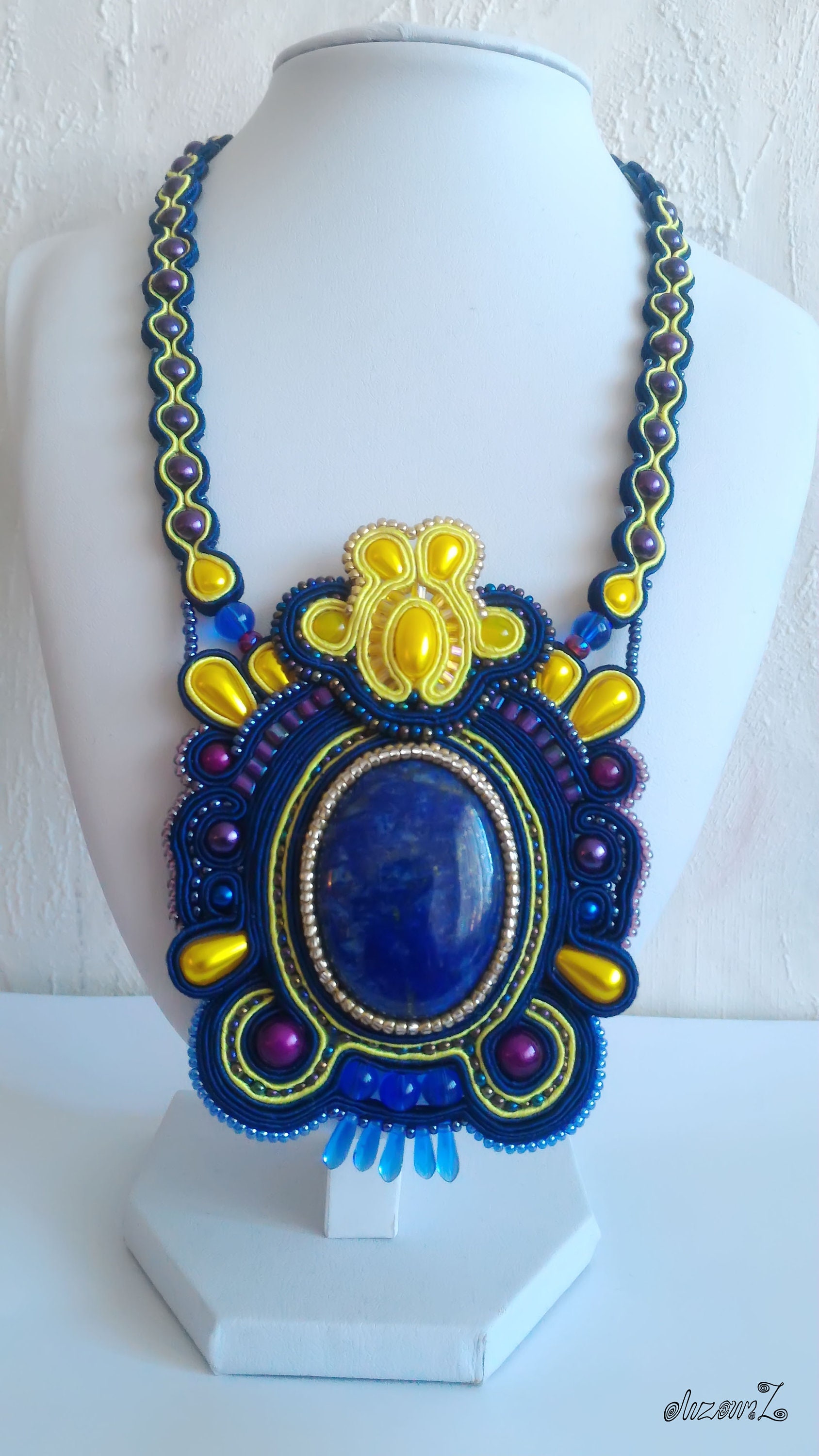Soutache Kette "Fantasy", Blau Und Gelb. Schmuck Wird in Einer Einzigen Kopie Hergestellt Wiederholt Sich Nie Soutache Kette "Fantasy", Blau Und Gelb. Schmuck Wird in Einer Einzigen Kopie Hergestellt Wiederholt Sich Nie von SoutacheWorldShop