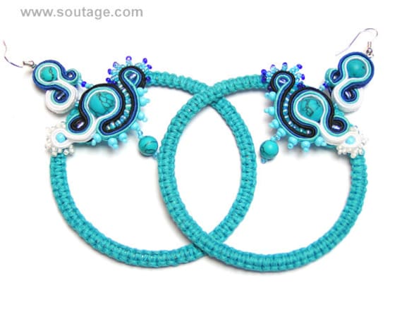 Arcadia 1 Soutache Ohrringe Boho Türkis Blau Große Schmuck Statement Arcadia 1 Soutache Ohrringe Boho Türkis Blau Große Schmuck Statement von SoutageAnka