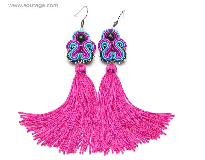 Fuchsia Blau Dragonet Soutache Ohrringe Quaste Lange Boho Statement Hippie Schmuck Geschenk Für Frau Fuchsia Blau Dragonet Soutache Ohrringe Quaste Lange Boho Statement Hippie Schmuck Geschenk Für Frau von SoutageAnka