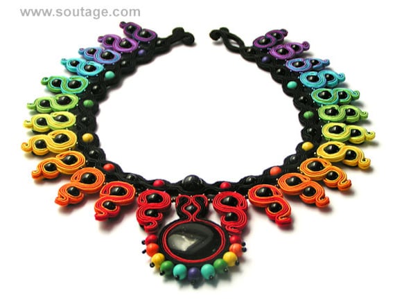 Puls Soutache Halskette Regenbogen Clorful Boho Jewerly Onyx Statement Puls Soutache Halskette Regenbogen Clorful Boho Jewerly Onyx Statement von SoutageAnka