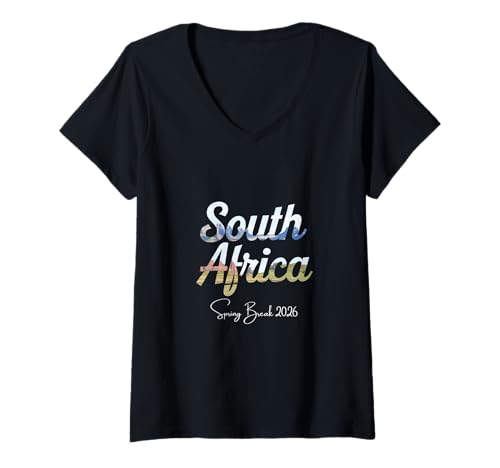 Damen Südafrika Spring Break 2026 Urlaubsreisen T-Shirt mit V-Ausschnitt Damen Südafrika Spring Break 2026 Urlaubsreisen T-Shirt mit V-Ausschnitt von South Africa Spring Break Clothes T-Shirts