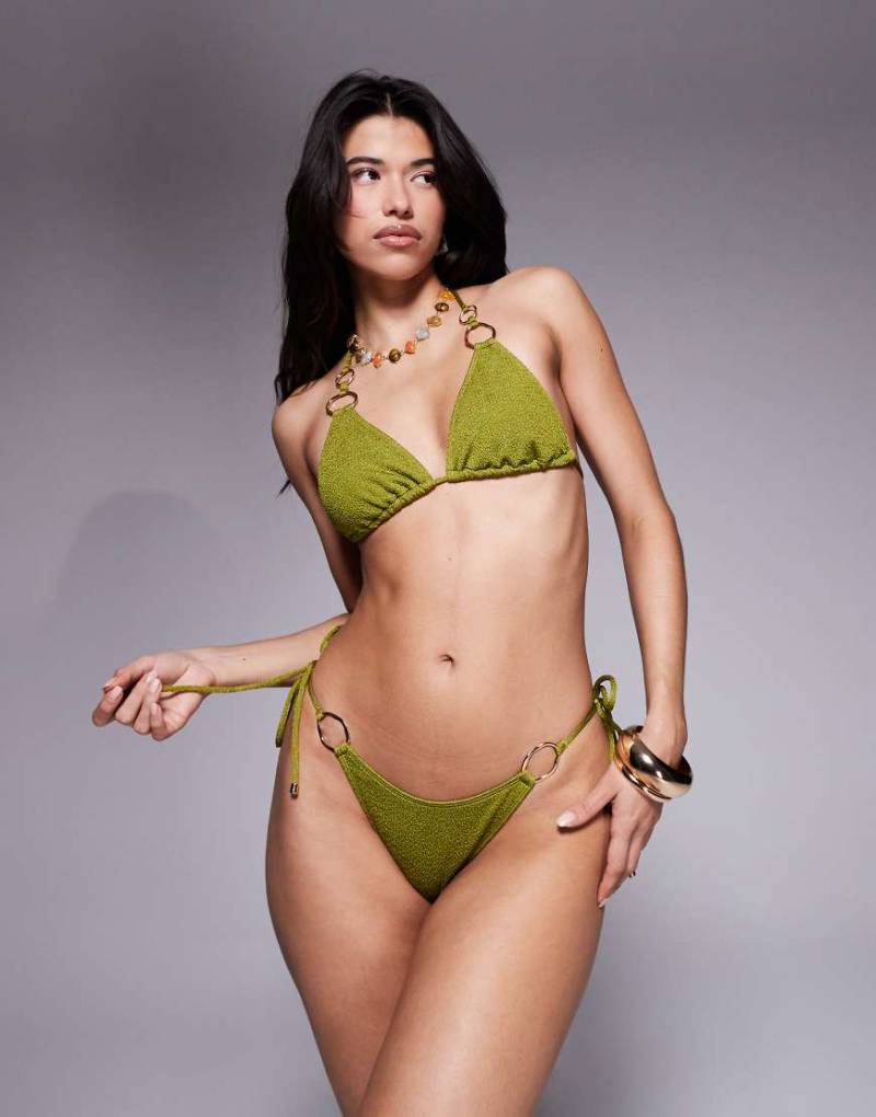 South Beach - Bikinislip in Oliv mit seitlichem Bindeband-Grün von South Beach