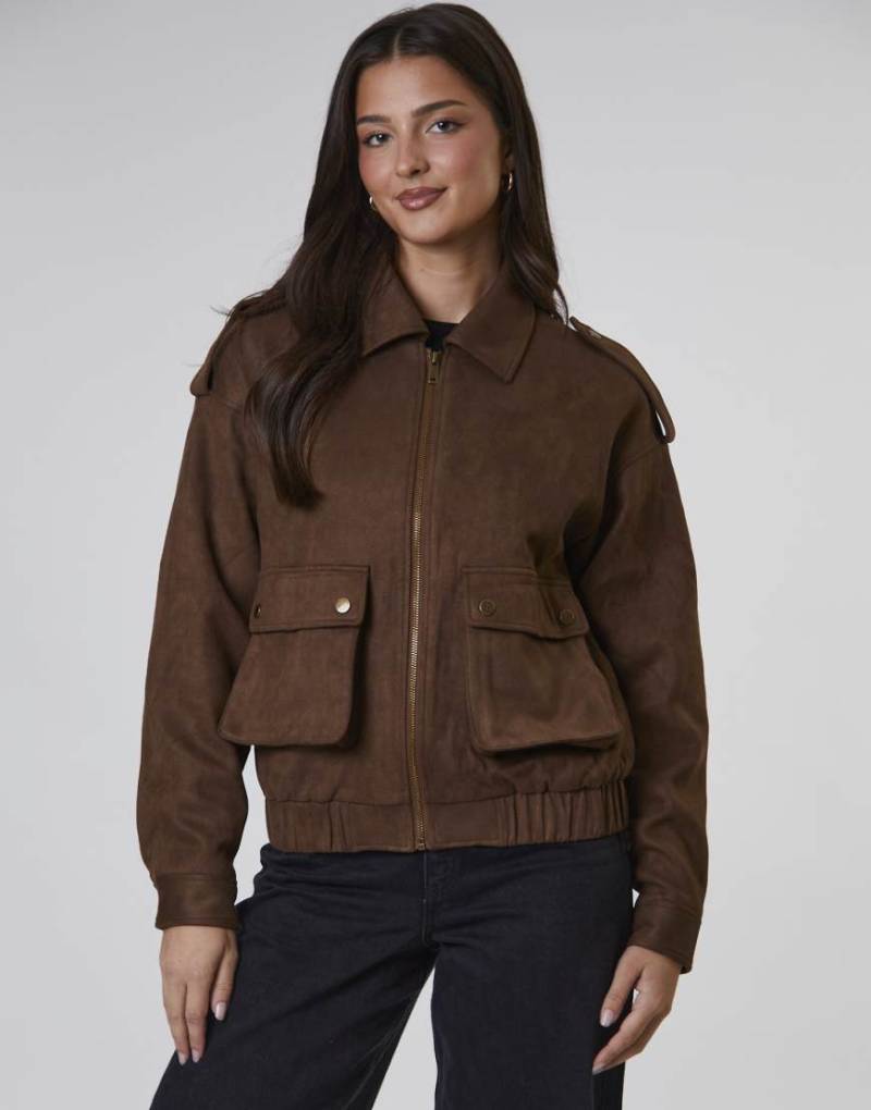 South Beach - Bomberjacke aus Wildlederimitat in Hellbraun-Neutral von South Beach