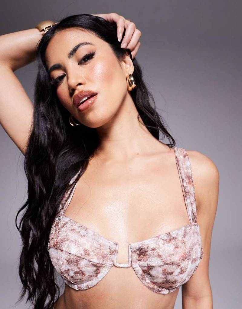 South Beach - Bustier-Bikinioberteil mit glitzerndem Print-Bunt von South Beach