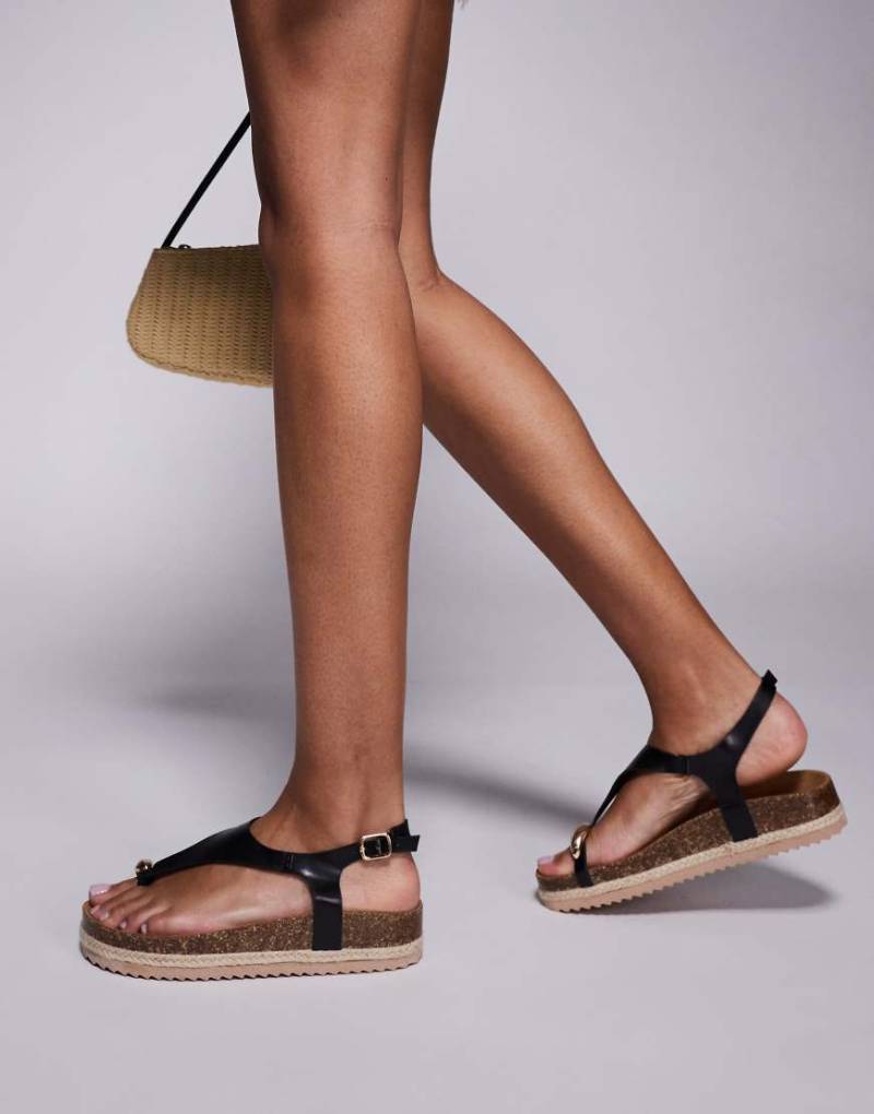 South Beach - Espadrilles-Sandalen in Schwarz mit Zehenschlaufe von South Beach