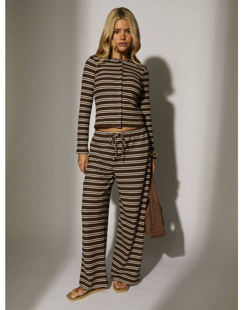 South Beach - Gestreifte Strickhose in Braun mit weitem Bein-Brown South Beach - Gestreifte Strickhose in Braun mit weitem Bein-Brown von South Beach