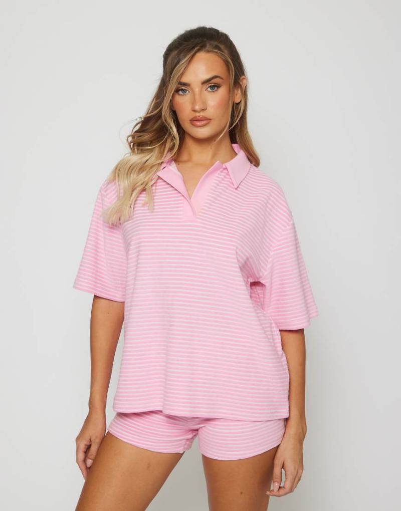 South Beach - Rugby-Oberteil in Rosa aus Frottee South Beach - Rugby-Oberteil in Rosa aus Frottee von South Beach