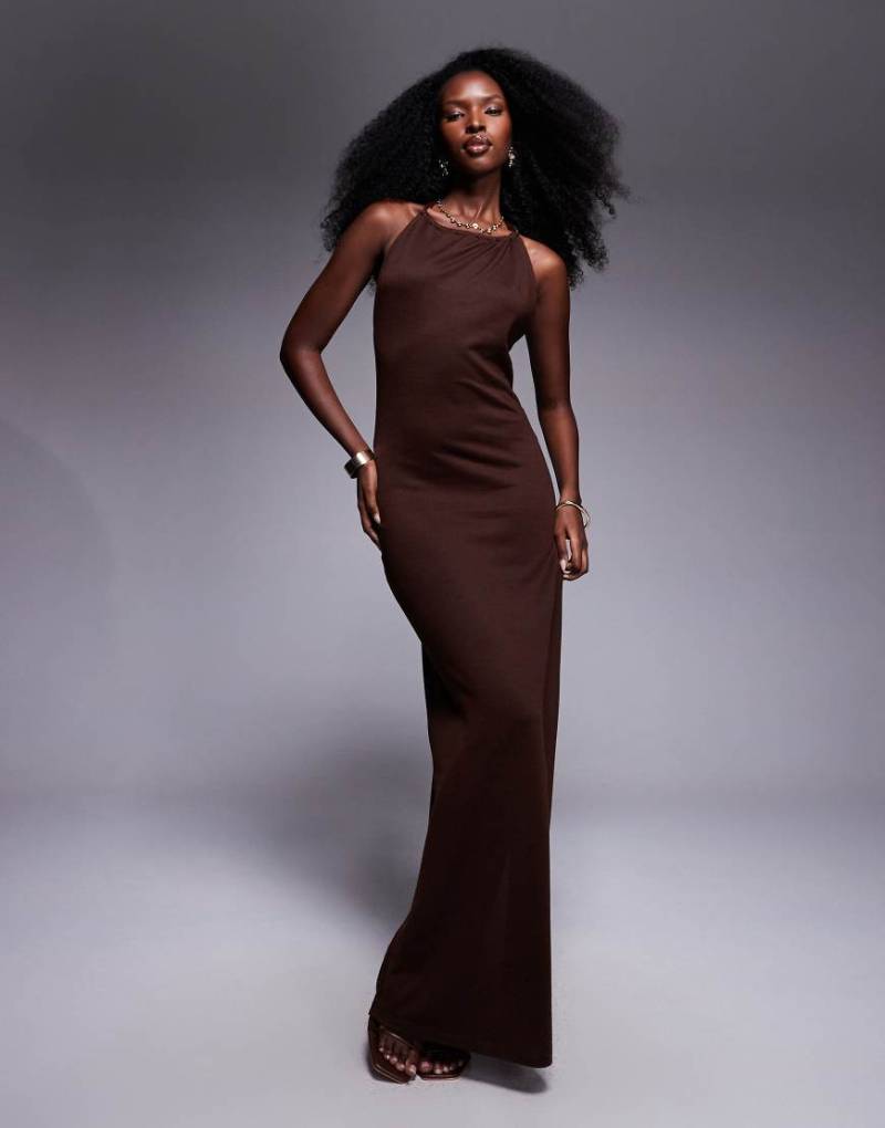 South Beach - Gestricktes Maxi-Strandkleid in Dunkelbraun-Brown von South Beach