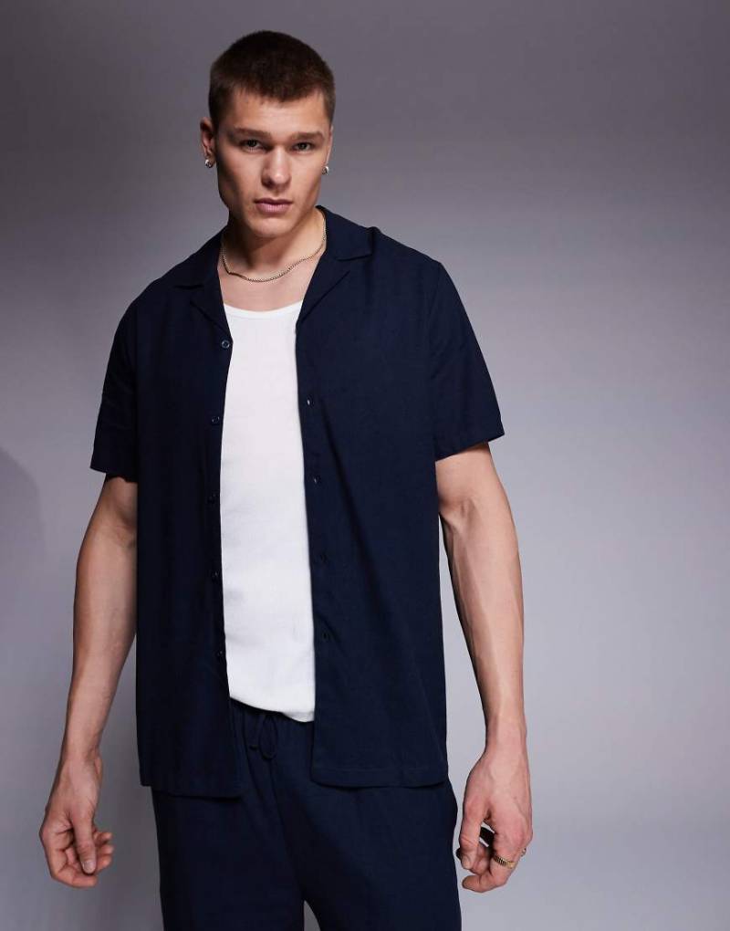 South Beach - Kurzärmliges Strandhemd in Schieferblau von South Beach