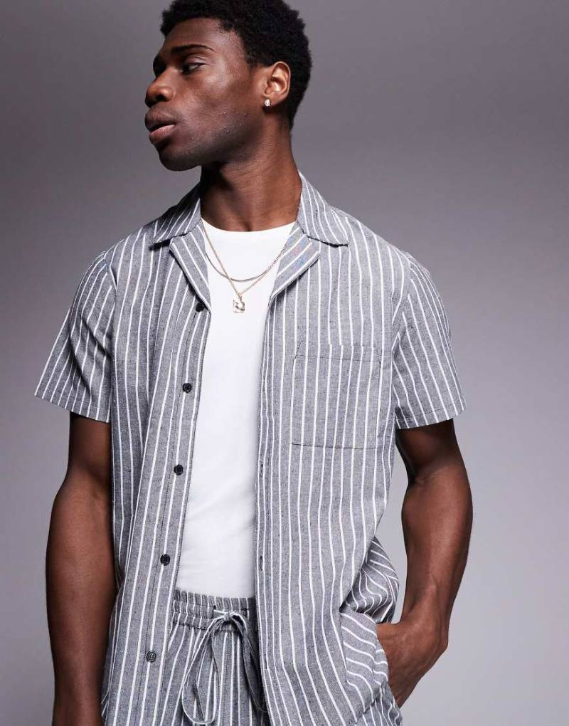 South Beach - Kurzärmliges Strandhemd in Schwarzweiß-Bunt von South Beach