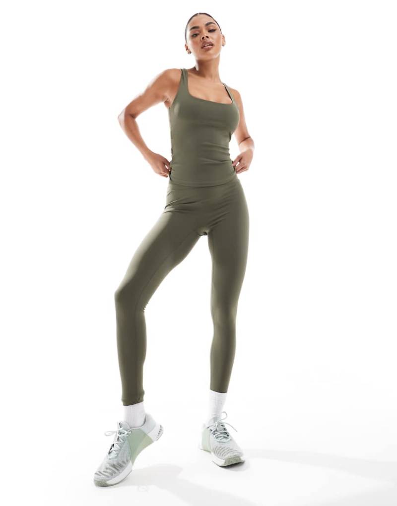 South Beach - Leggings in Khaki mit hohem Bund-Grün South Beach - Leggings in Khaki mit hohem Bund-Grün von South Beach