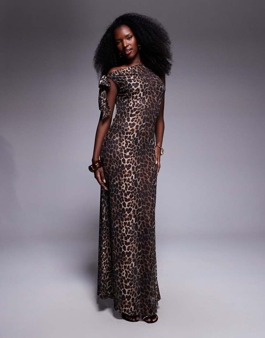 South Beach - Maxi-Strandkleid aus Netzstoff mit Leopardenmuster-Brown von South Beach