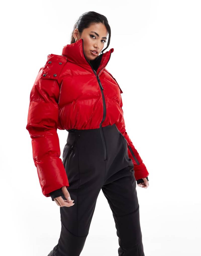 South Beach - Skianzug mit roter Jacke in wattierter Optik von South Beach