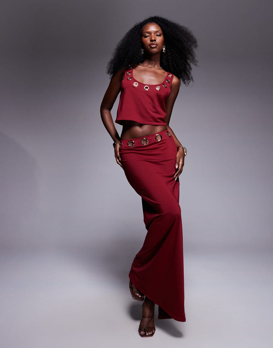 South Beach - Strand-Maxirock in Burgunderrot mit Ösendetail von South Beach