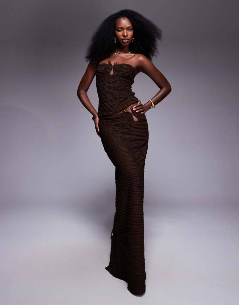 South Beach - Strand-Maxirock in Mokkabraun mit Metalldetail-Brown von South Beach