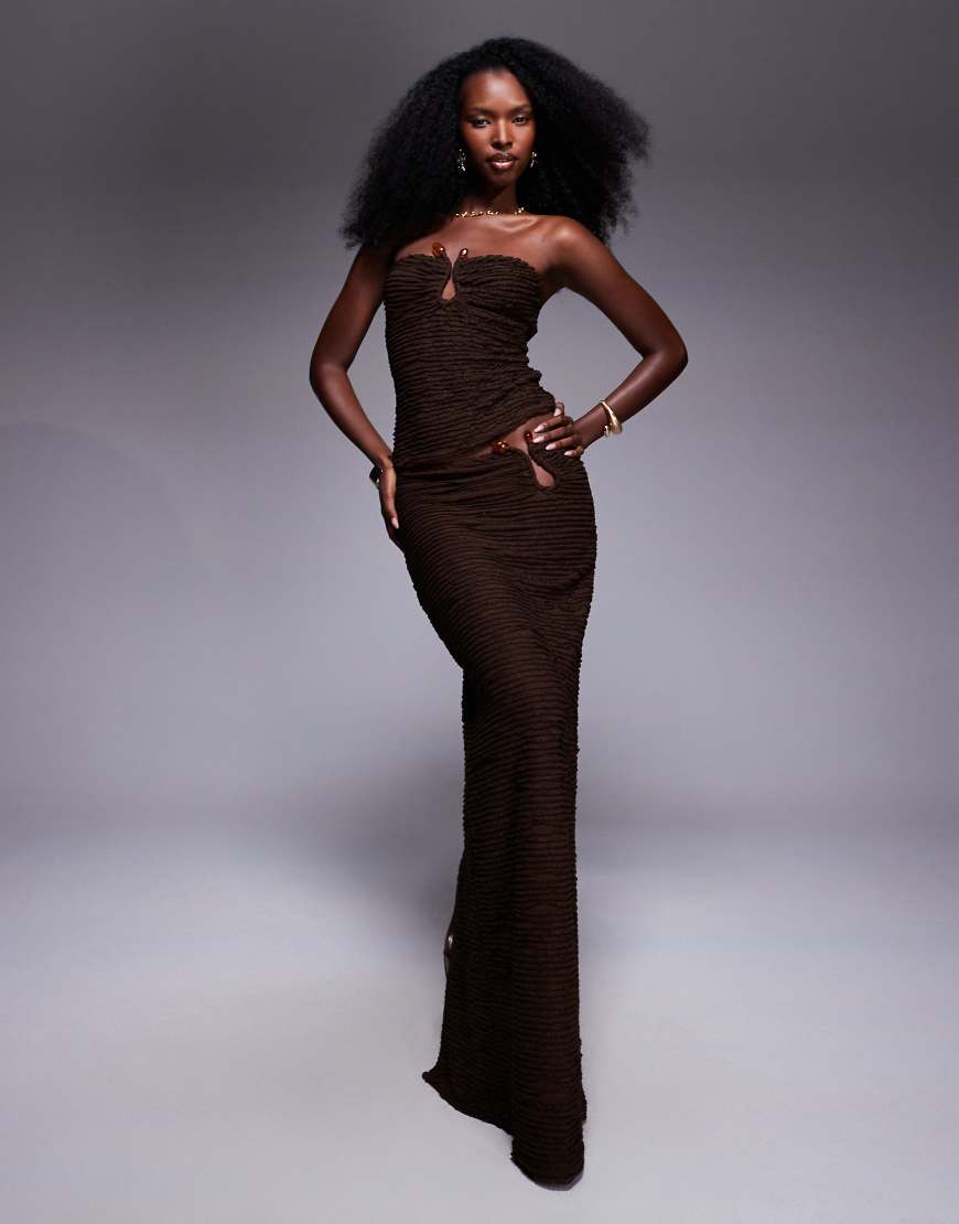 South Beach - Strand-Maxirock in Mokkabraun mit Metalldetail-Brown von South Beach