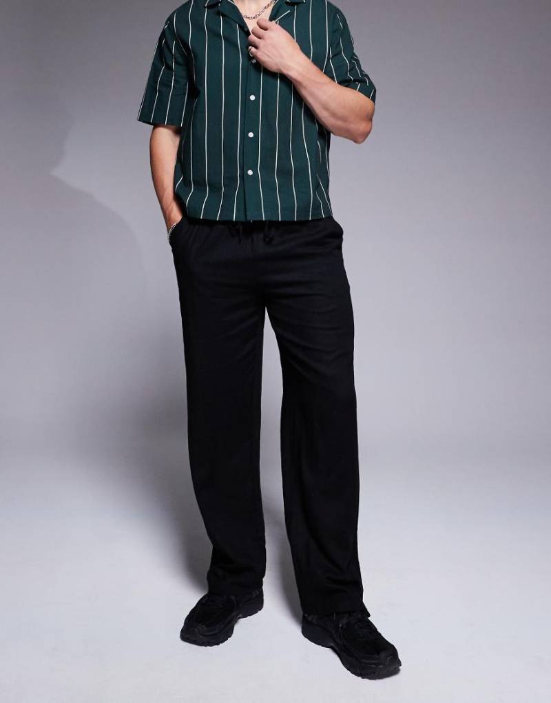 South Beach - Strandhose in schwarzer Leinenoptik, Kombiteil von South Beach