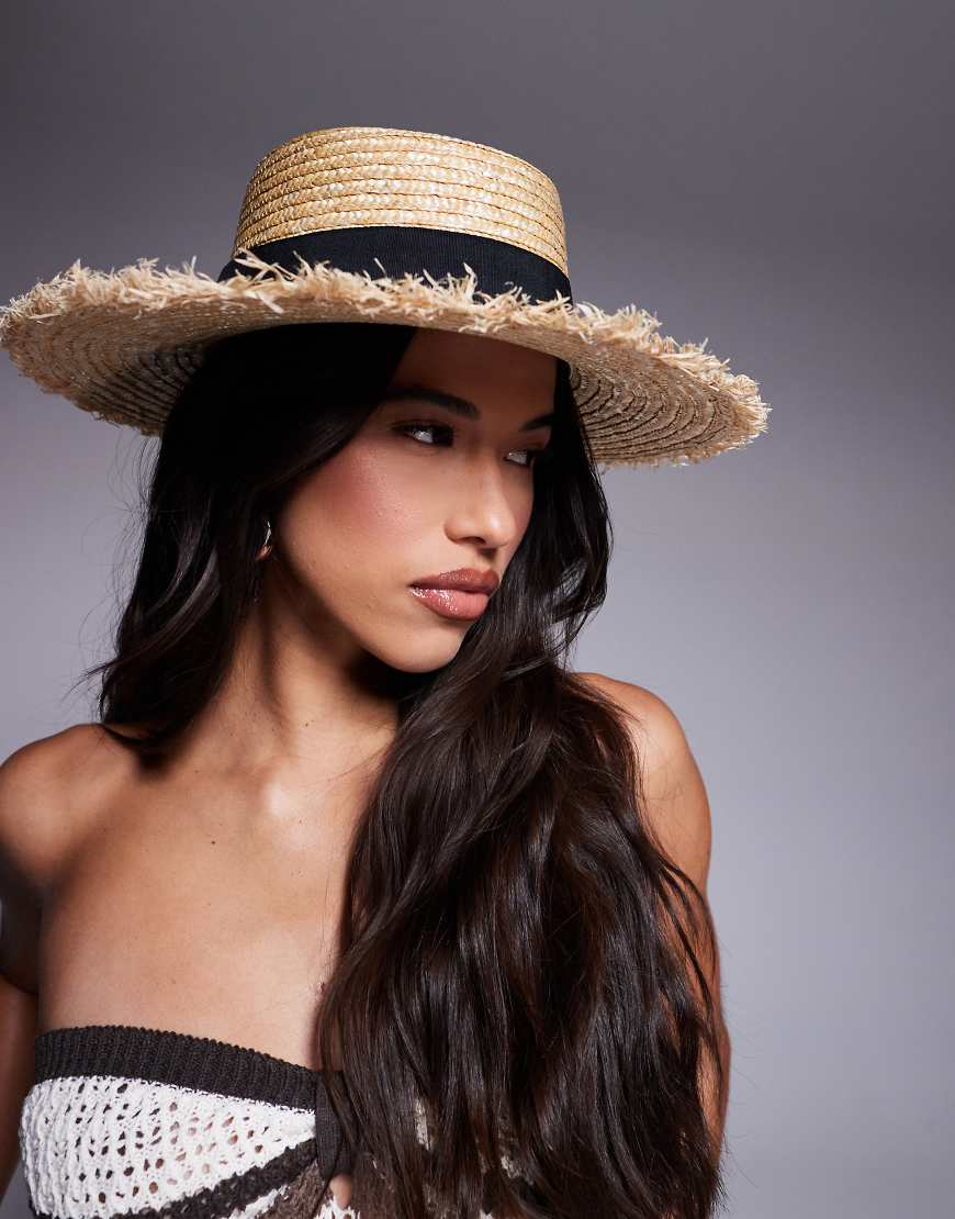 South Beach - Strohhut in Beige mit Kontrastband-Neutral von South Beach