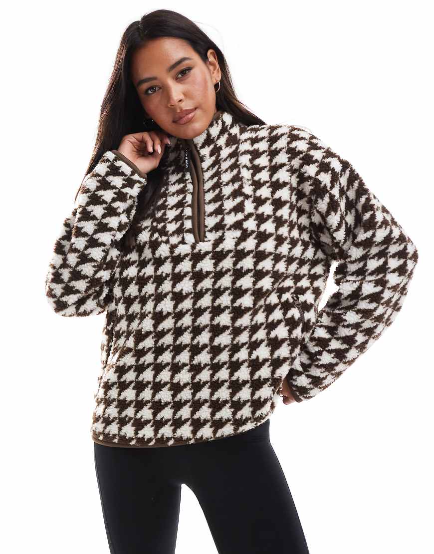 South Beach - Teddyfell-Sweatshirt in Braun mit kurzem Reißverschluss von South Beach