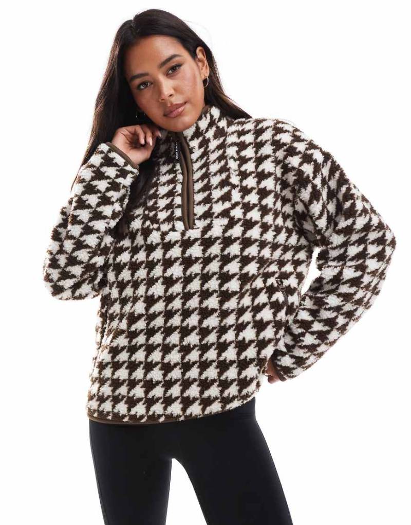 South Beach - Teddyfell-Sweatshirt in Braun mit kurzem Reißverschluss von South Beach