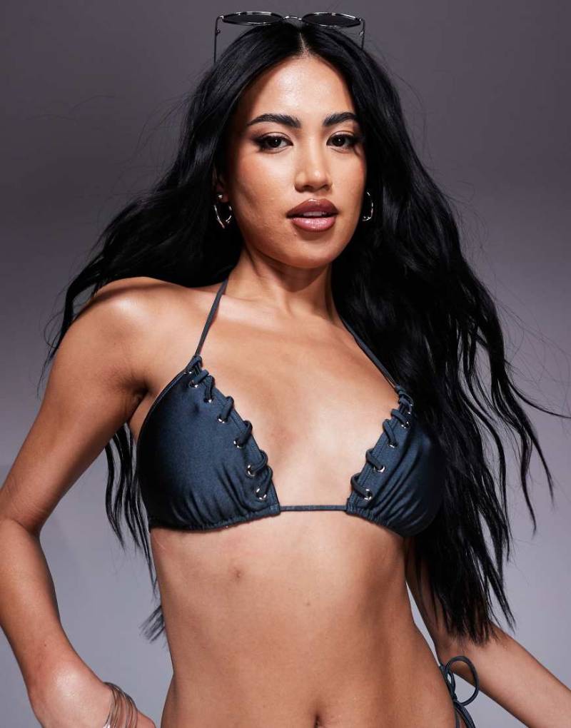 South Beach - Triangel-Bikinioberteil in Mittelblau mit Überwendlingsstich von South Beach