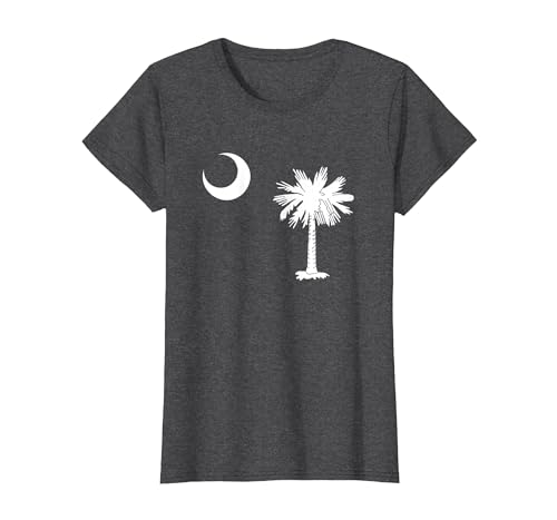 South Carolina Palmetto Staatsflagge T-Shirt, Damen, Anthrazit Meliert, M von South Carolina Gifts