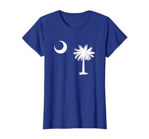 South Carolina Palmetto Staatsflagge T-Shirt, Damen, Königsblau, XL von South Carolina Gifts
