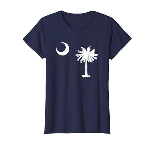 South Carolina Palmetto Staatsflagge T-Shirt, Damen, Marineblau, XL von South Carolina Gifts