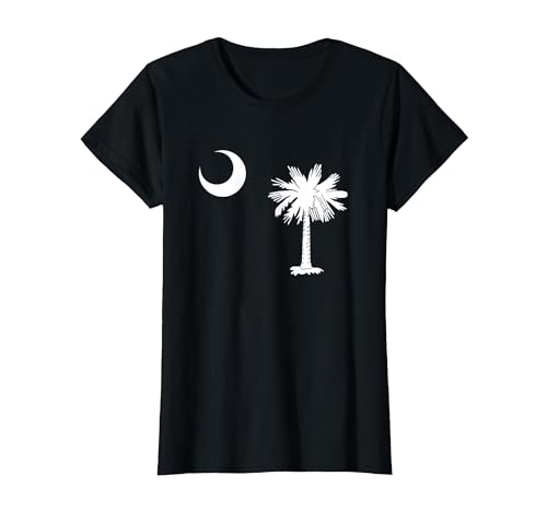 South Carolina Palmetto Staatsflagge T-Shirt, Damen, Schwarz, L von South Carolina Gifts