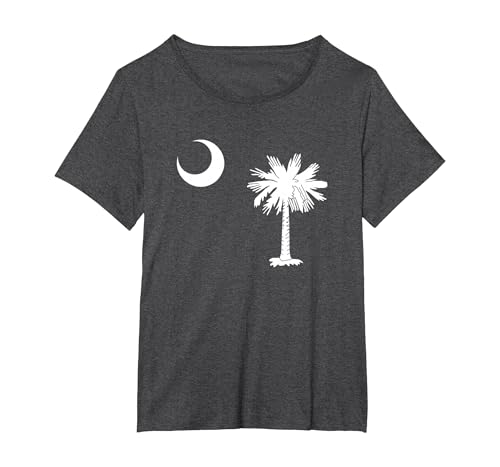 South Carolina Palmetto Staatsflagge T-Shirt, Damen Große Größen, Anthrazit Meliert, 6X von South Carolina Gifts