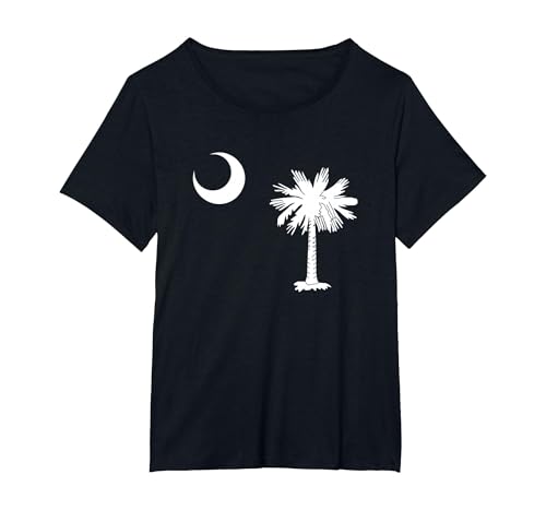 South Carolina Palmetto Staatsflagge T-Shirt, Damen Große Größen, Schwarz, 2X von South Carolina Gifts