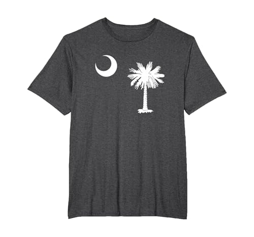 South Carolina Palmetto Staatsflagge T-Shirt, Herren Große Größen, Anthrazit Meliert, 4X Tall von South Carolina Gifts