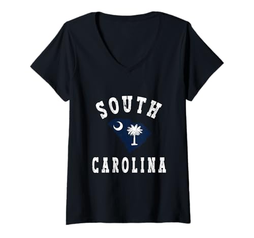 Damen Bundesstaat im Vintage-Look von South Carolina im College-Stil T-Shirt mit V-Ausschnitt Damen Bundesstaat im Vintage-Look von South Carolina im College-Stil T-Shirt mit V-Ausschnitt von South Carolina Retro Vintage College Varsity Style