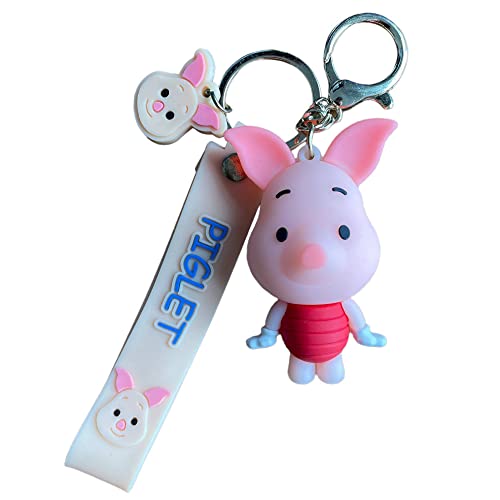 Ferkel Winnie Puuh 3D Schlüsselanhänger Schlüsselanhänger Tasche Federmäppchen Charm Anhänger Reißverschluss Zubehör, rose, 6 cm von South Coast Jewellery