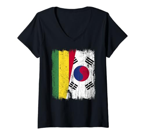 Damen Bolivien Südkorea Halbflagge Bolivianisches Südkoreanisches Trikot T-Shirt mit V-Ausschnitt Damen Bolivien Südkorea Halbflagge Bolivianisches Südkoreanisches Trikot T-Shirt mit V-Ausschnitt von South Korea Flag Designs Proud South Korean Roots