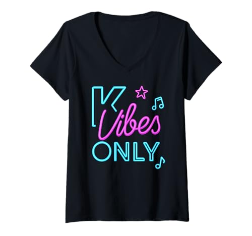 Damen K-Vibes Nur K-Pop-Musikliebhaber T-Shirt mit V-Ausschnitt Damen K-Vibes Nur K-Pop-Musikliebhaber T-Shirt mit V-Ausschnitt von South Korea Flag Designs Proud South Korean Roots