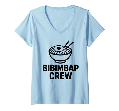 Damen Lustiges Bibimbap Crew K-Food liebt Koreanisches Essen T-Shirt mit V-Ausschnitt Damen Lustiges Bibimbap Crew K-Food liebt Koreanisches Essen T-Shirt mit V-Ausschnitt von South Korea Flag Designs Proud South Korean Roots