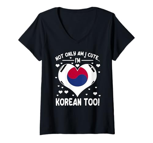 Damen Niedliches Koreanisches Erbe Familie passendes Outfit Korea Pride T-Shirt mit V-Ausschnitt Damen Niedliches Koreanisches Erbe Familie passendes Outfit Korea Pride T-Shirt mit V-Ausschnitt von South Korea Flag Designs Proud South Korean Roots
