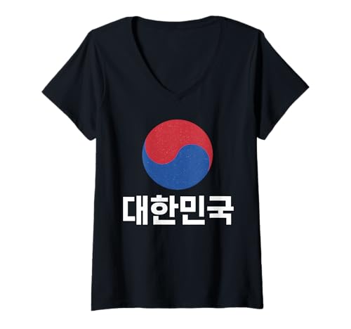 Damen Südkorea Daehanminguk Flagge Korean Pride T-Shirt mit V-Ausschnitt Damen Südkorea Daehanminguk Flagge Korean Pride T-Shirt mit V-Ausschnitt von South Korea Flag Designs Proud South Korean Roots