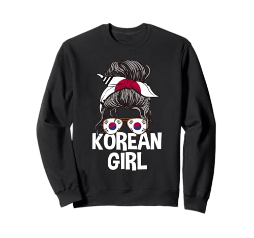 Koreanisches Mädchen Unordentlicher Haarknoten Südkorea Frauen Stolz Sweatshirt von South Korea Flag Designs Proud South Korean Roots