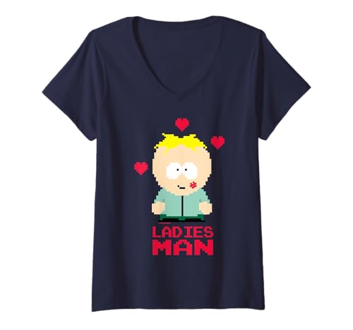 Damen Butters Stotch 8 Bit Damen Herren Valentinstag T-Shirt mit V-Ausschnitt von South Park