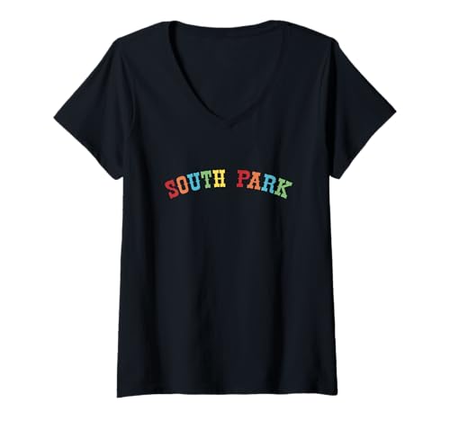 Damen South Park Multi Color Logo Cute Cartoon Design T-Shirt mit V-Ausschnitt von South Park