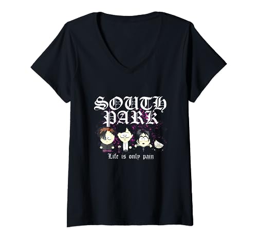 South Park Goth Kids Life is Only Pain T-Shirt mit V-Ausschnitt von South Park