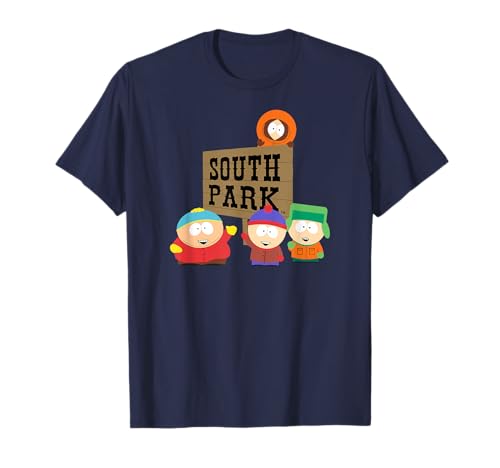 South Park T-Shirt mit Sign - Herren, Blau, S, Kurzarm, Klassische Passform, Cartoon-Muster von South Park