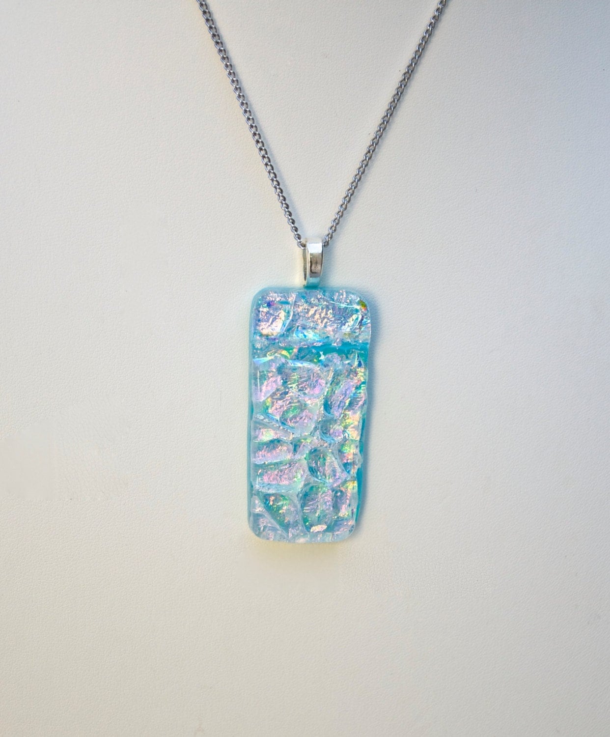 Halskette Anhänger Fused Glass Necklace Ooak Dichroic Schmuck von SouthBeachGlassArt